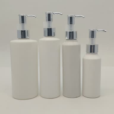 100ml-340ml HDPE White  Bottle - Silver Pump-Long Neck