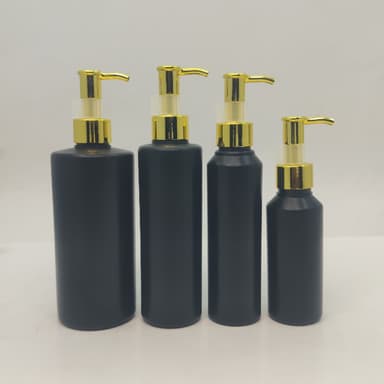 100ml-340ml HDPE Black Bottle - Gold Pump-Long Neck