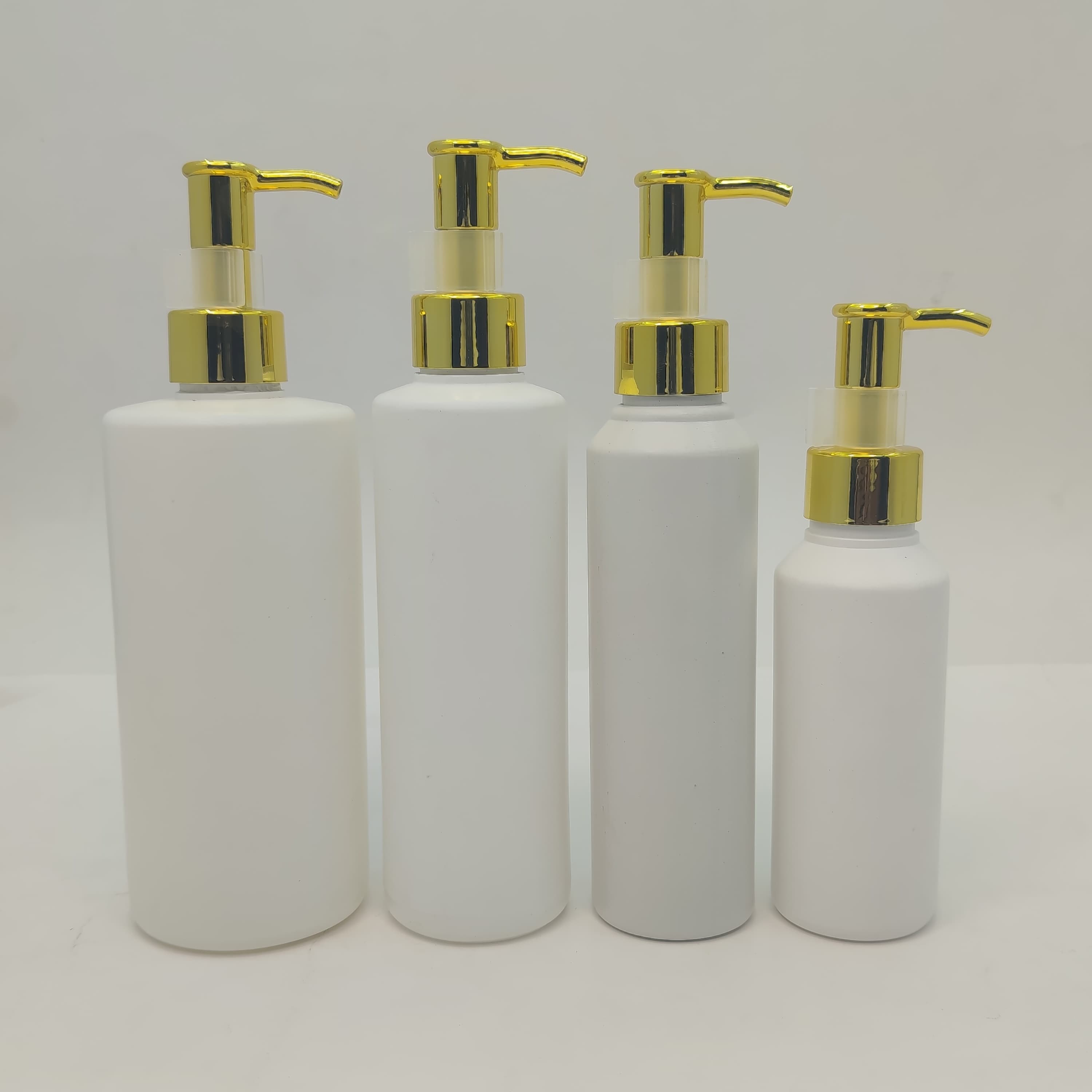 Main image of 100ml-340ml HDPE White Bottle - Gold Pump-Long Neck