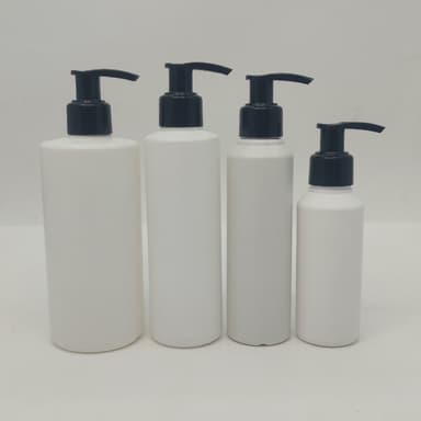 100ml-340ml HDPE White Bottle - Black Pump