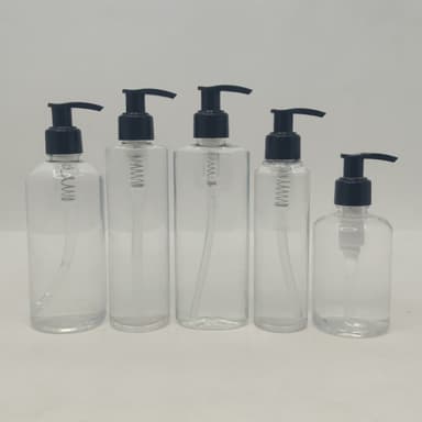 150ml-300ml Clear Bottles - Black Pump