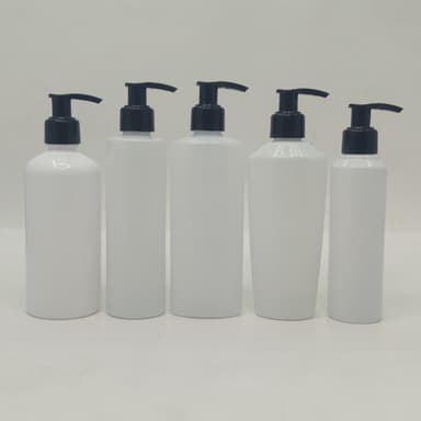 150ml-300ml Milk White Bottles - Black Pump