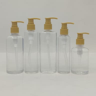 150ml-300ml Clear Bottles - Gold Colour Pump