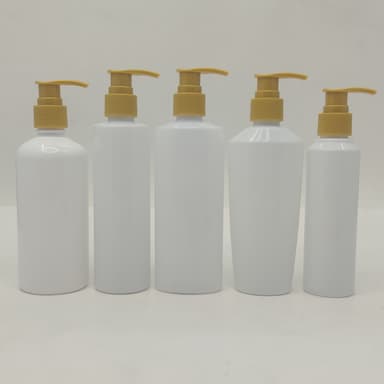 150ml-300ml Milk White Bottles - Gold Colour Pump