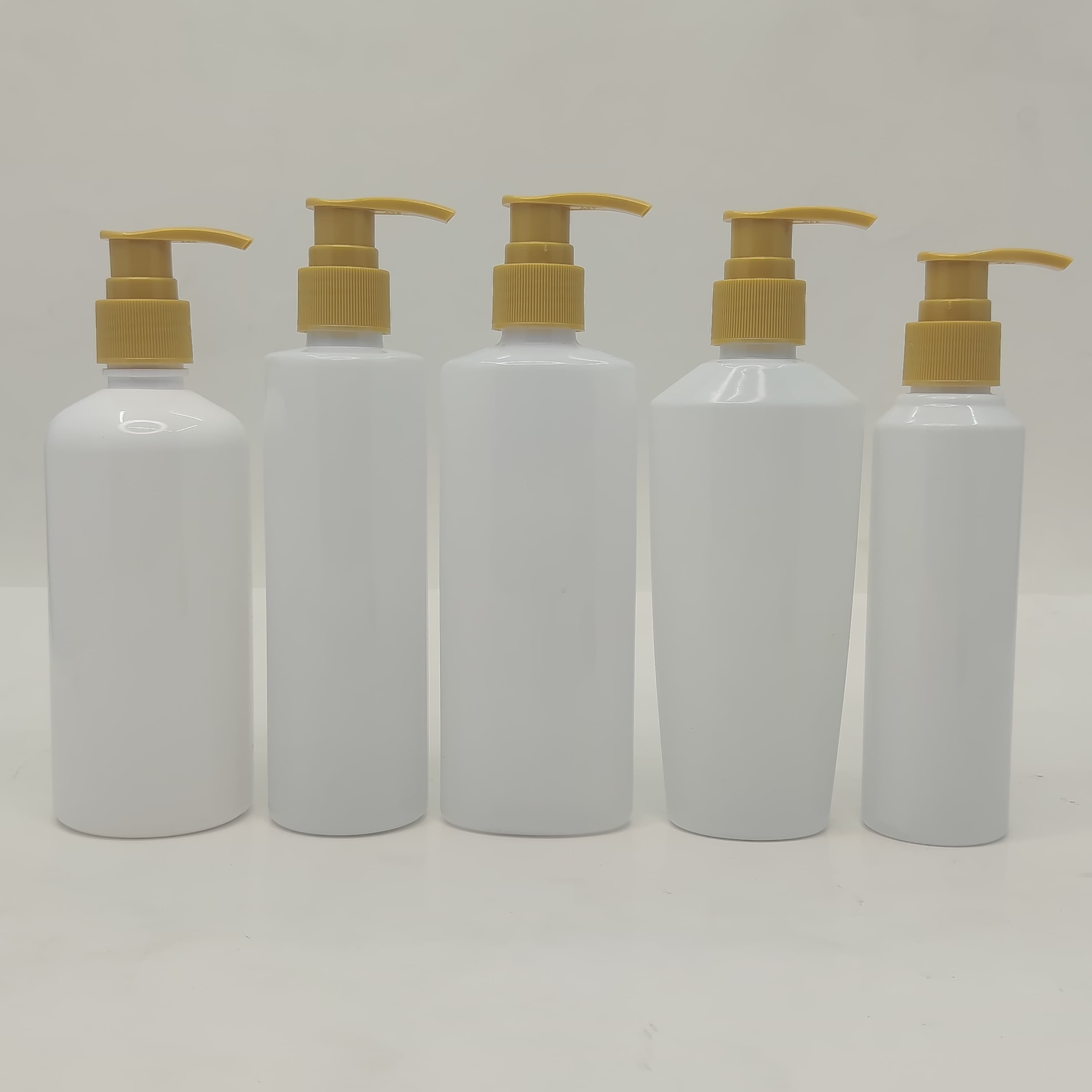 Main image of 150ml-300ml Milk White Bottles - Gold Colour Pump
