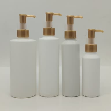 100ml-340ml HDPE White Bottle- Gold Cream Pump-Long Neck