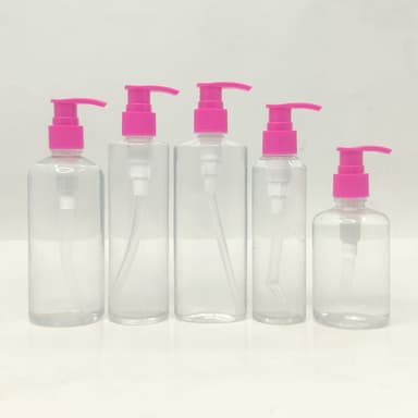 150ml-300ml Clear Bottles - Pink Pump