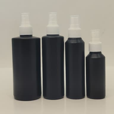 100ml-340ml HDPE Black Bottle - White Spray
