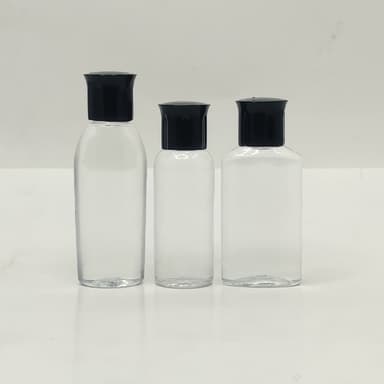 40ml-50ml Clear Bottle - Oil Lid Black