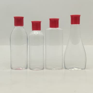 100ml Clear Bottle - Oil Lid Red