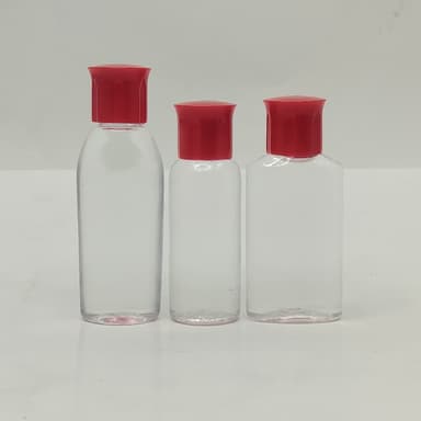 40ml-50ml Clear Bottle - Oil Lid Red