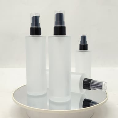 100 ml Frosted Glass Bottle - Black Drop Pump 