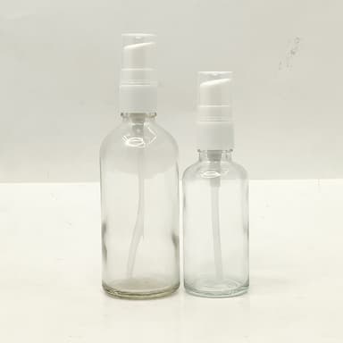 Clear Glass Bottle - Cream Pump White