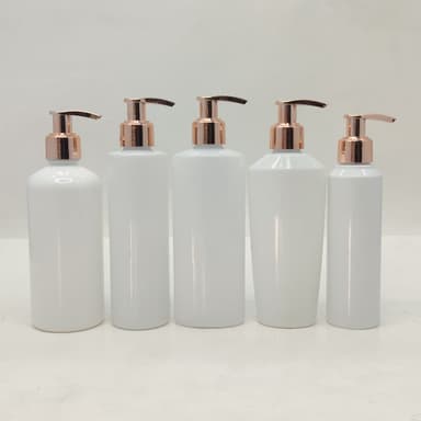 150ml-300ml Milk White Bottles - Rose Gold Pump
