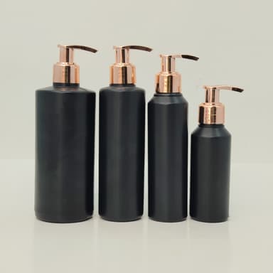 100ml-340ml HDPE Black Bottle - Rose Gold Pump