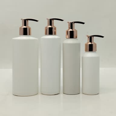 100ml-340ml HDPE White Bottle - Rose Gold Pump
