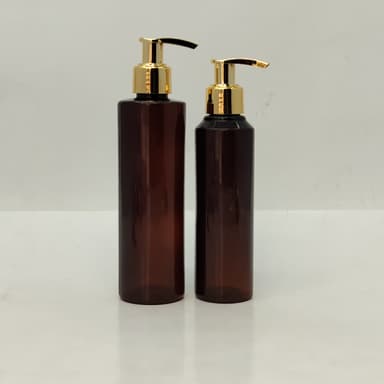 150ml-200ml Round Amber Bottle - Gold Pump