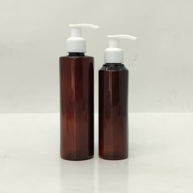 150ml-200ml Round Amber Bottle - White Pump