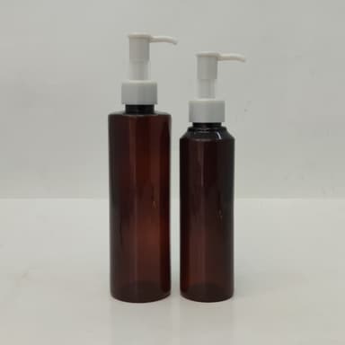 150ml-200ml Round Amber Bottle - Ivory Cream Pump-Long Neck