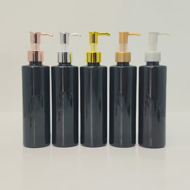 200ml Round Black Bottle - Long Neck Pumps  