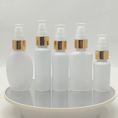 30ml-50ml Milk White Bottle - Cream Pump Gold