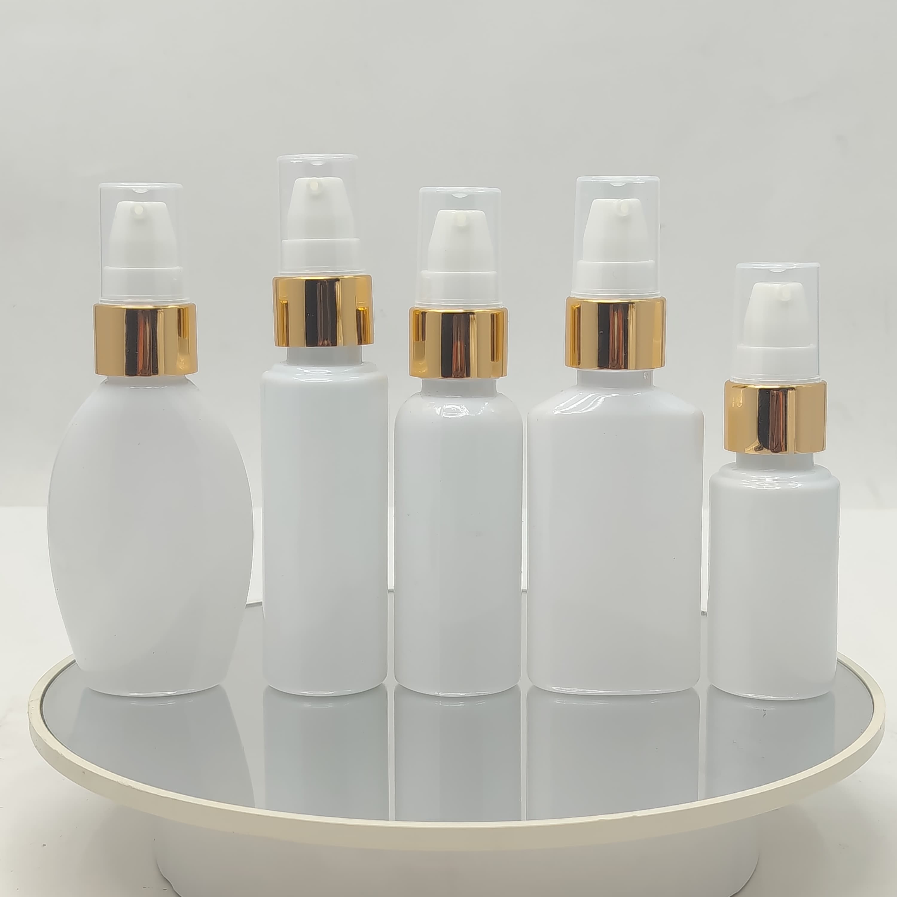 Main image of 30ml-50ml Milk White Bottle - Cream Pump Gold