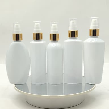 100ml Milk White Bottle - Drop Pump Gold