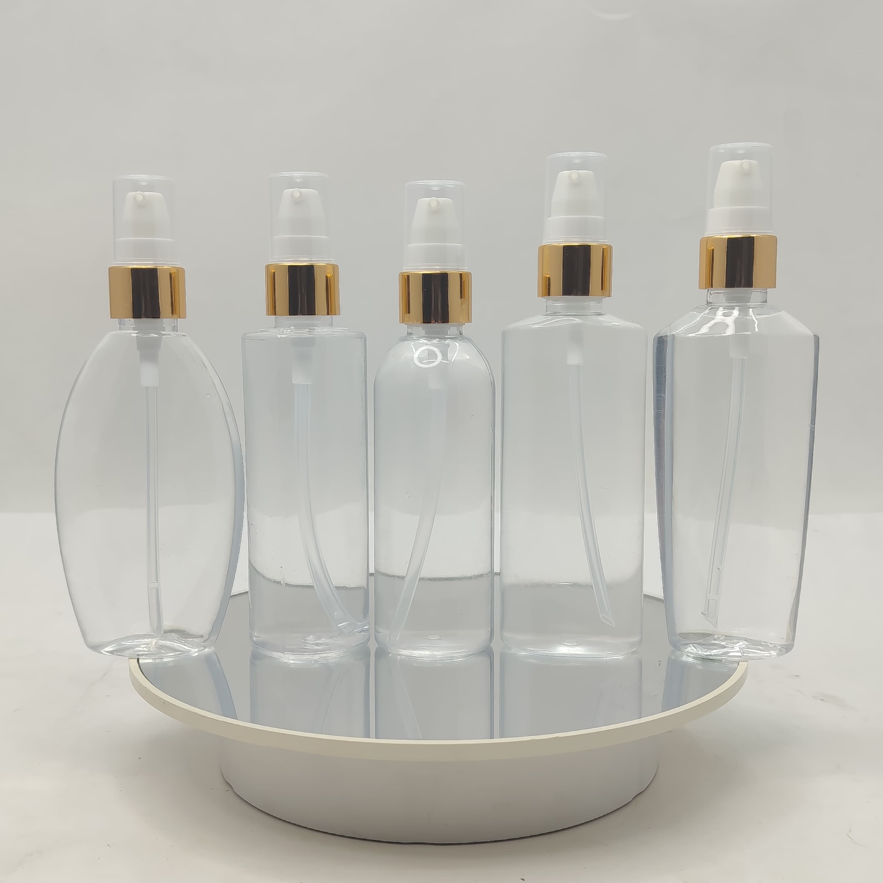 Main image of 100ml Clear Bottle - Drop Pump Gold