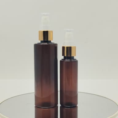 50ml-100ml Round Bottle Amber - Drop Pump Gold