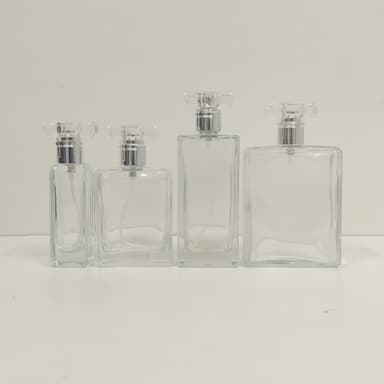 Square Glass Perfume Bottle -Silver spray With Square Lid