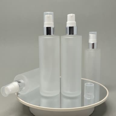100ml Frosted Glass Bottle - Silver Drop Pump 