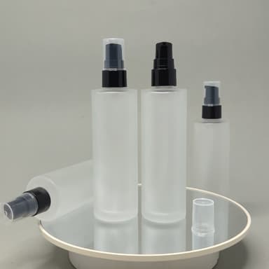 100 ml Frosted Glass Bottle - Black Drop Pump 