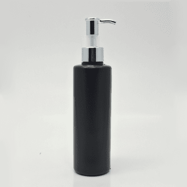 200ml Black HDPE Bottle - Silver Long Neck Pump