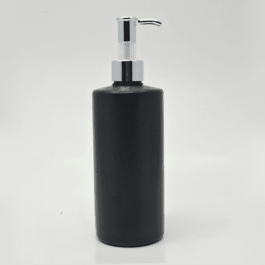 340ml Black HDPE Bottle - Silver Long Neck Pump