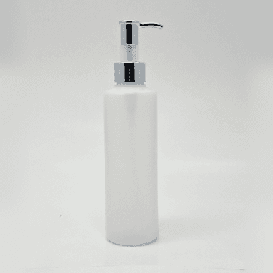 200ml Clear HDPE Bottle - Silver Long Neck Pump