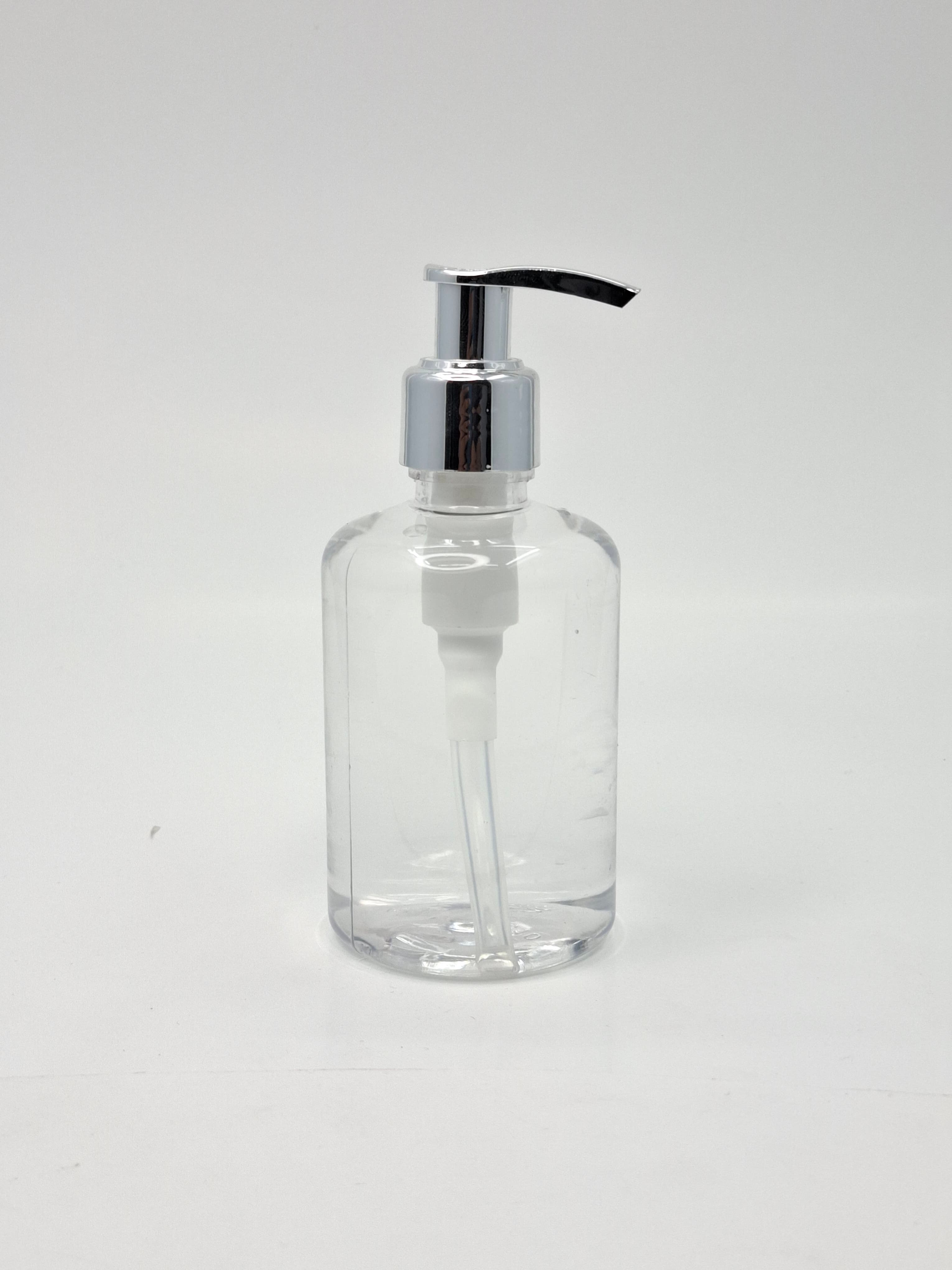 Main image of 200 ml Pet Bottle Short - 24 mm Silver UV Coated Pump - Short Neck